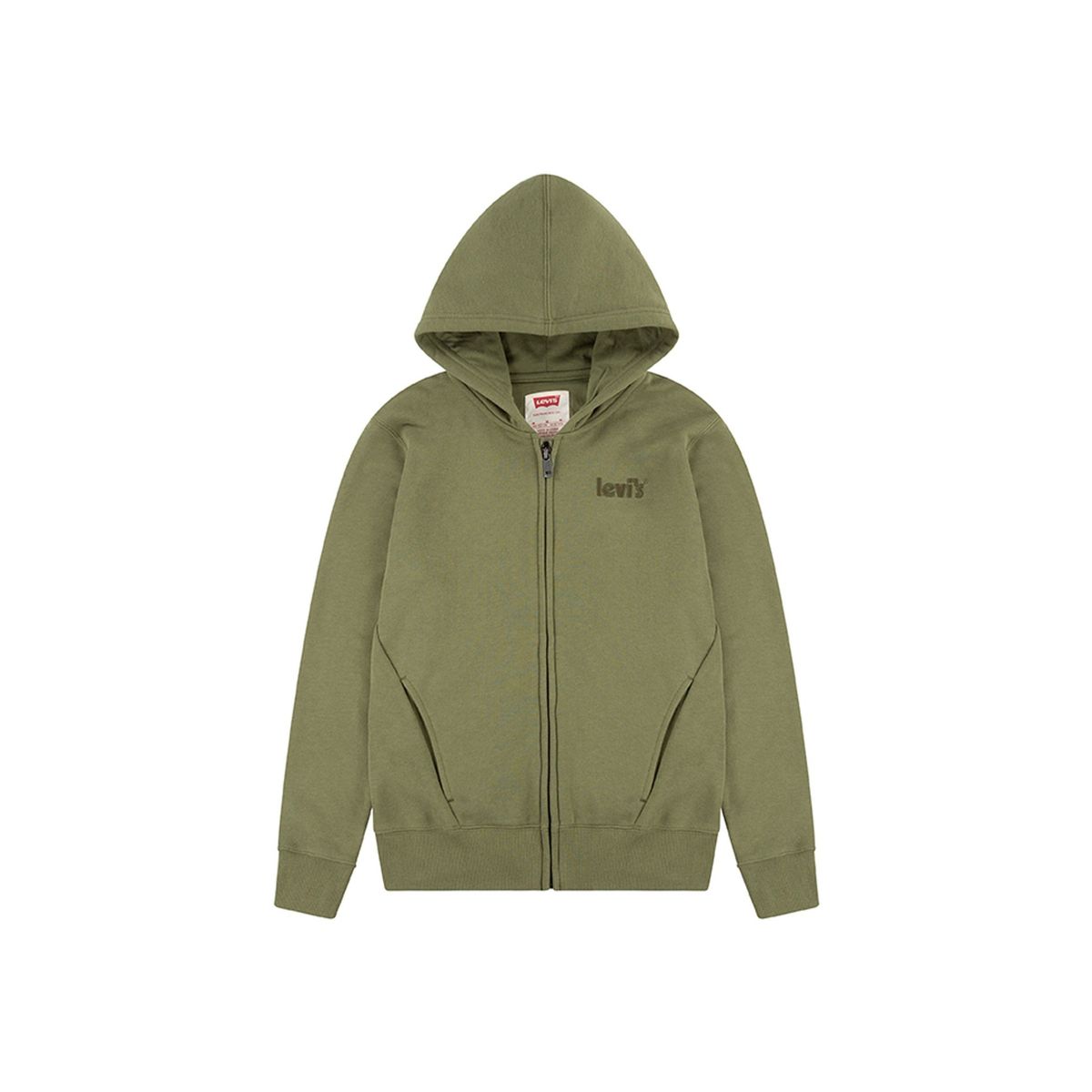 LEVIS - Poleron Niño Zipper Hoodie Logo Bordado Verde Levis