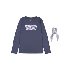 LEVIS - Polera Niña Manga Larga Azul + Colet