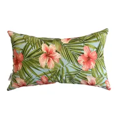ELIZABETH PEPER - Funda Cojín Decorativo Diseño Hibisco Rosa Verde 60x40
