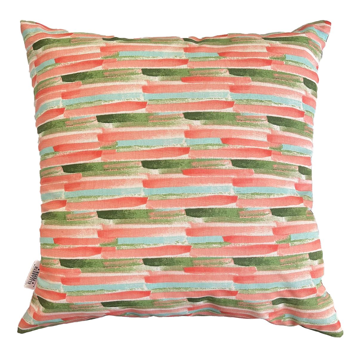 ELIZABETH PEPER - Cojín Decorativo Diseño Pinceles Rosa Verde 45x45 Relleno