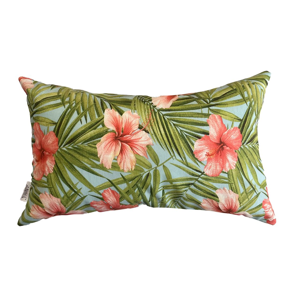 ELIZABETH PEPER - Cojín Decorativo Diseño Hibisco Rosa Verde 60x40 Relleno