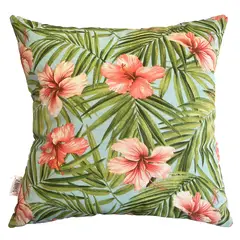ELIZABETH PEPER - Funda Cojín Decorativo Diseño Hibisco Rosa Verde 45x45