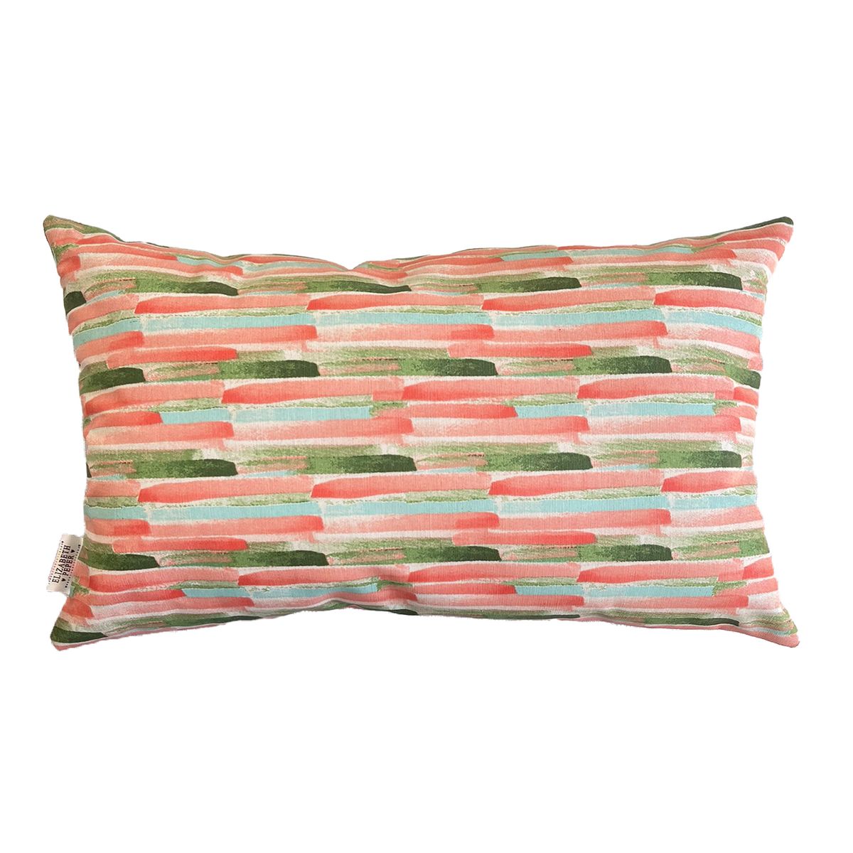 ELIZABETH PEPER - Cojín Decorativo Diseño Pinceles Rosa Verde 80x40 Relleno