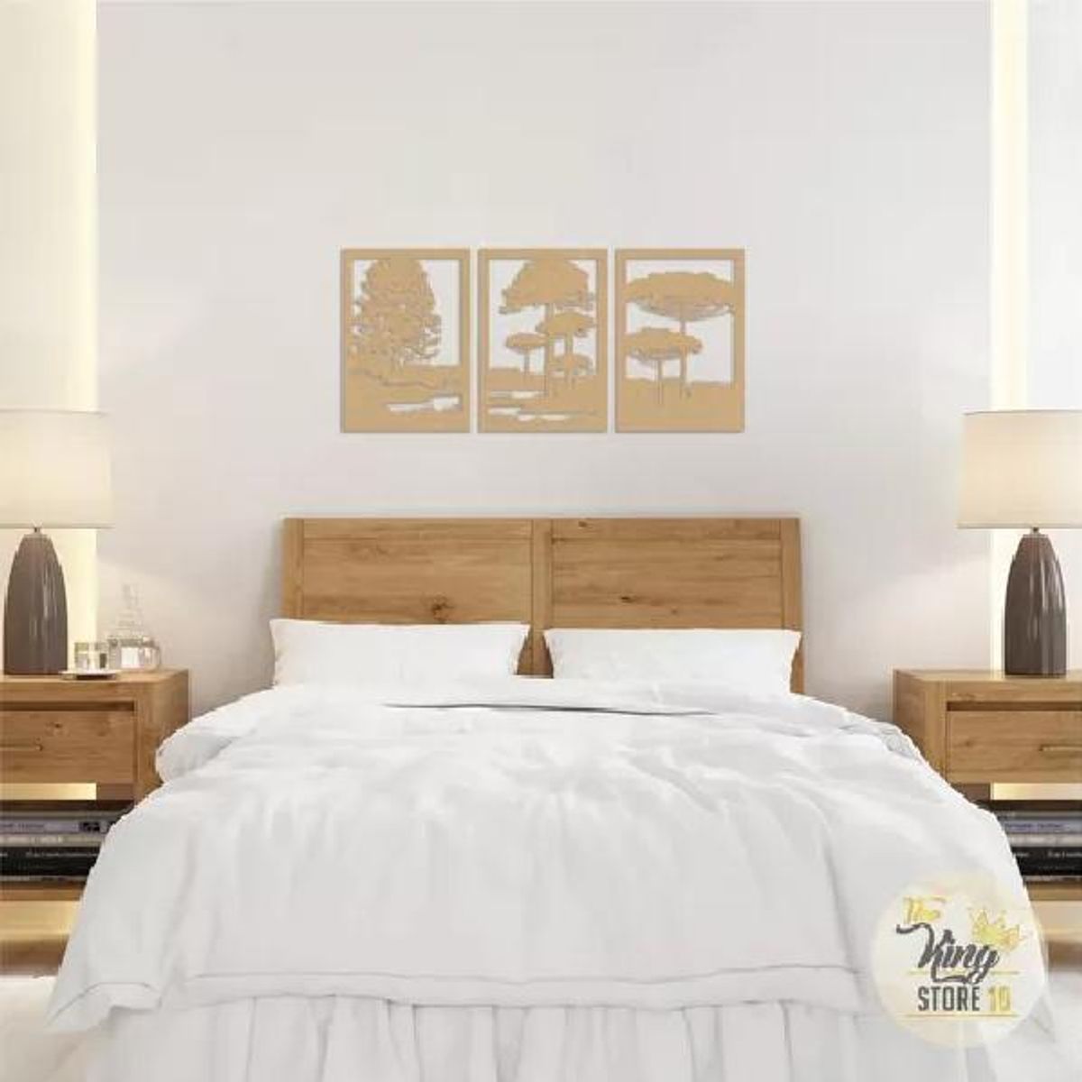 GENERICO - Set de 3 Cuadros Paisaje Árboles Araucarias Natural