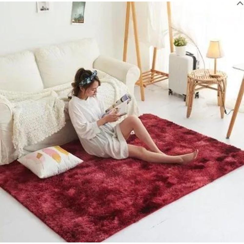GENERICO - Alfombra Peluda Living Hogar 150x200 cm Burdeo Jaspeado