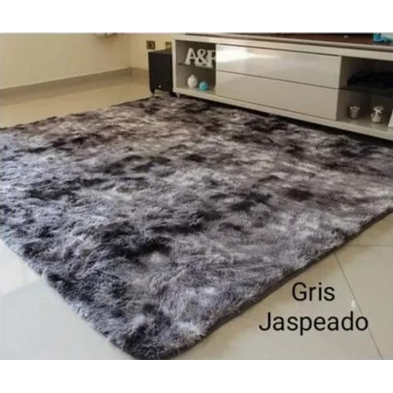 GENERICO - Alfombra Peluda Living Hogar 150x200 cm Gris Jaspeado