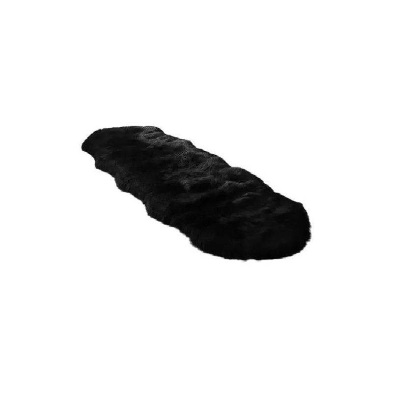 GENERICO - Alfombra Peluda Bajada de Cama 180x60 cm Negra