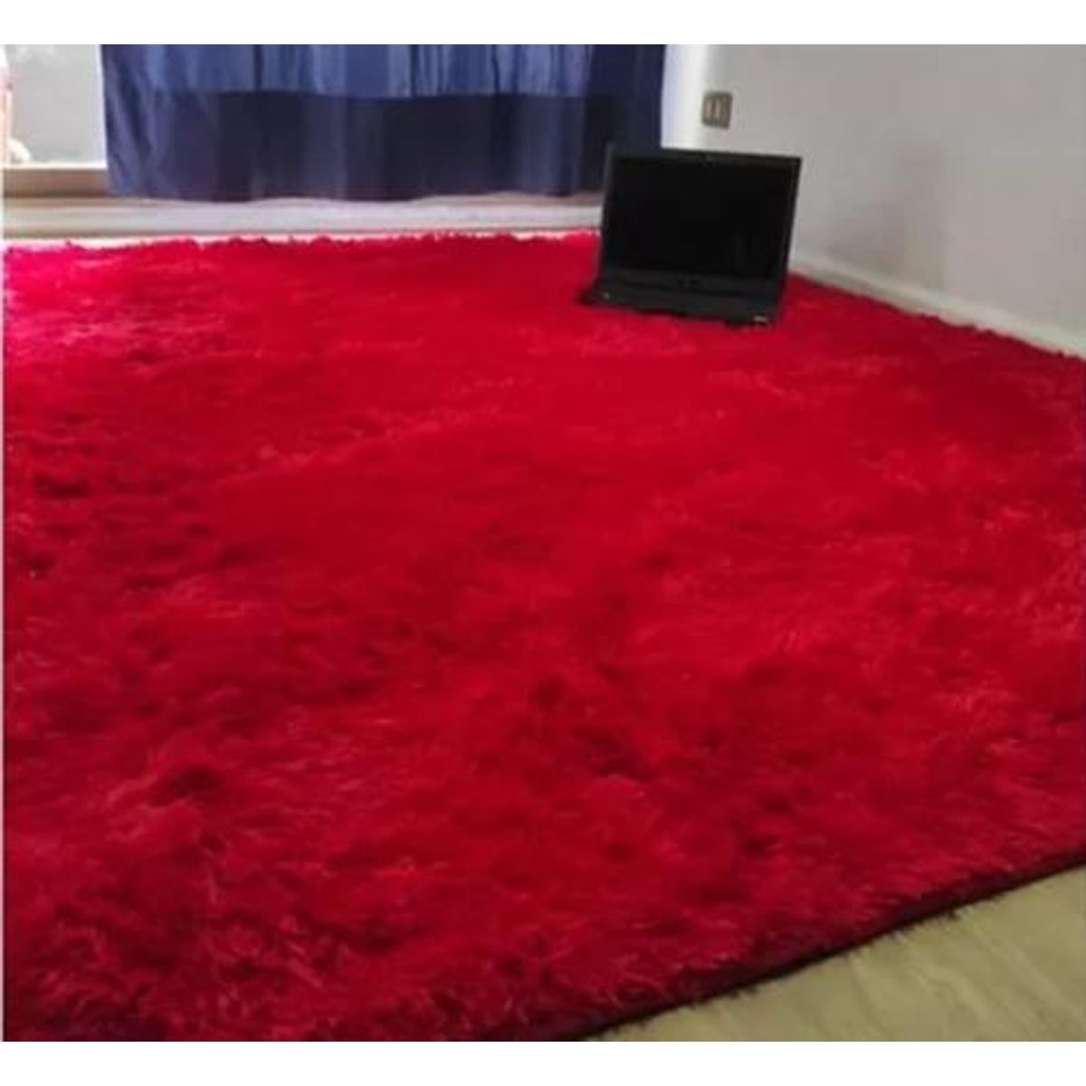 GENERICO - Alfombra Peluda Living Hogar 150x200 cm Roja