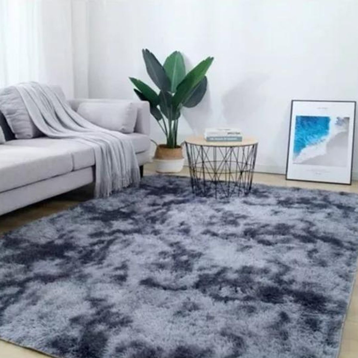 GENERICO - Alfombra Peluda Grande 2x24 m Gris Oscuro Jaspeado