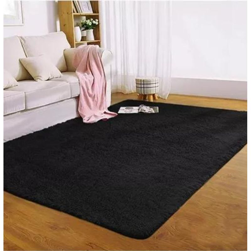 GENERICO - Alfombra Peluda Living Hogar 150x200 cm Negra