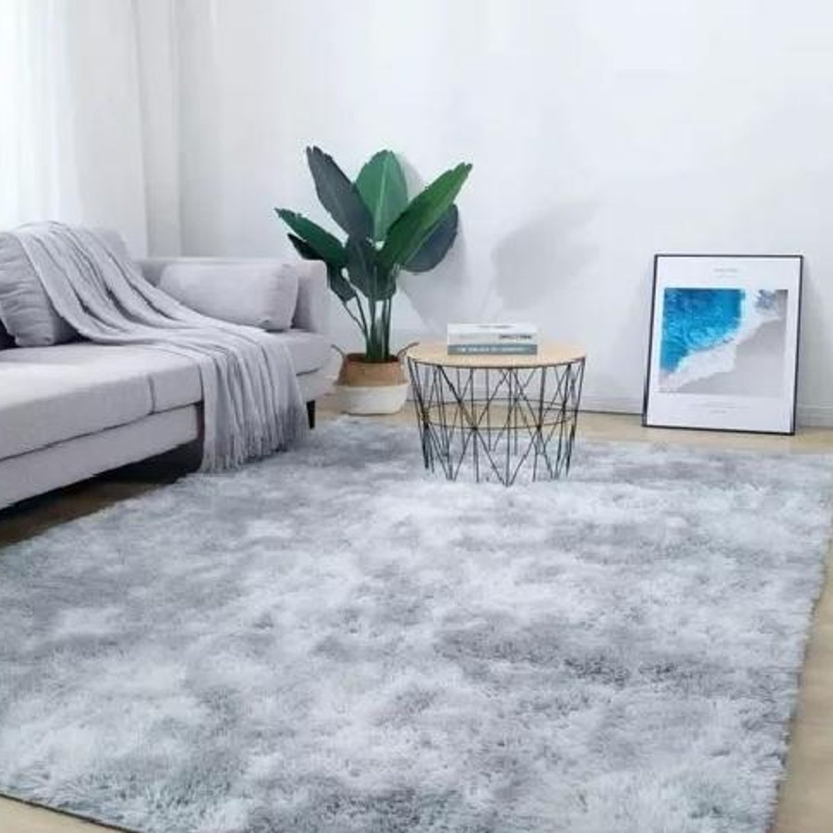 GENERICO - Alfombra Peluda Grande 2x24 m Gris Claro Jaspeado