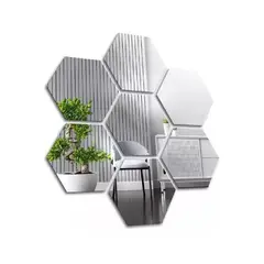 GENERICO - Set de pegatinas espejos decorativos hexagonal 15 unidades