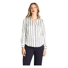 LORENZO DI PONTTI - Blusa Manga Larga Satin Camisera Crudo
