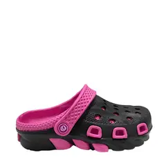 JKS - Sandalia Mujer Zueco Negro Fucsia Block