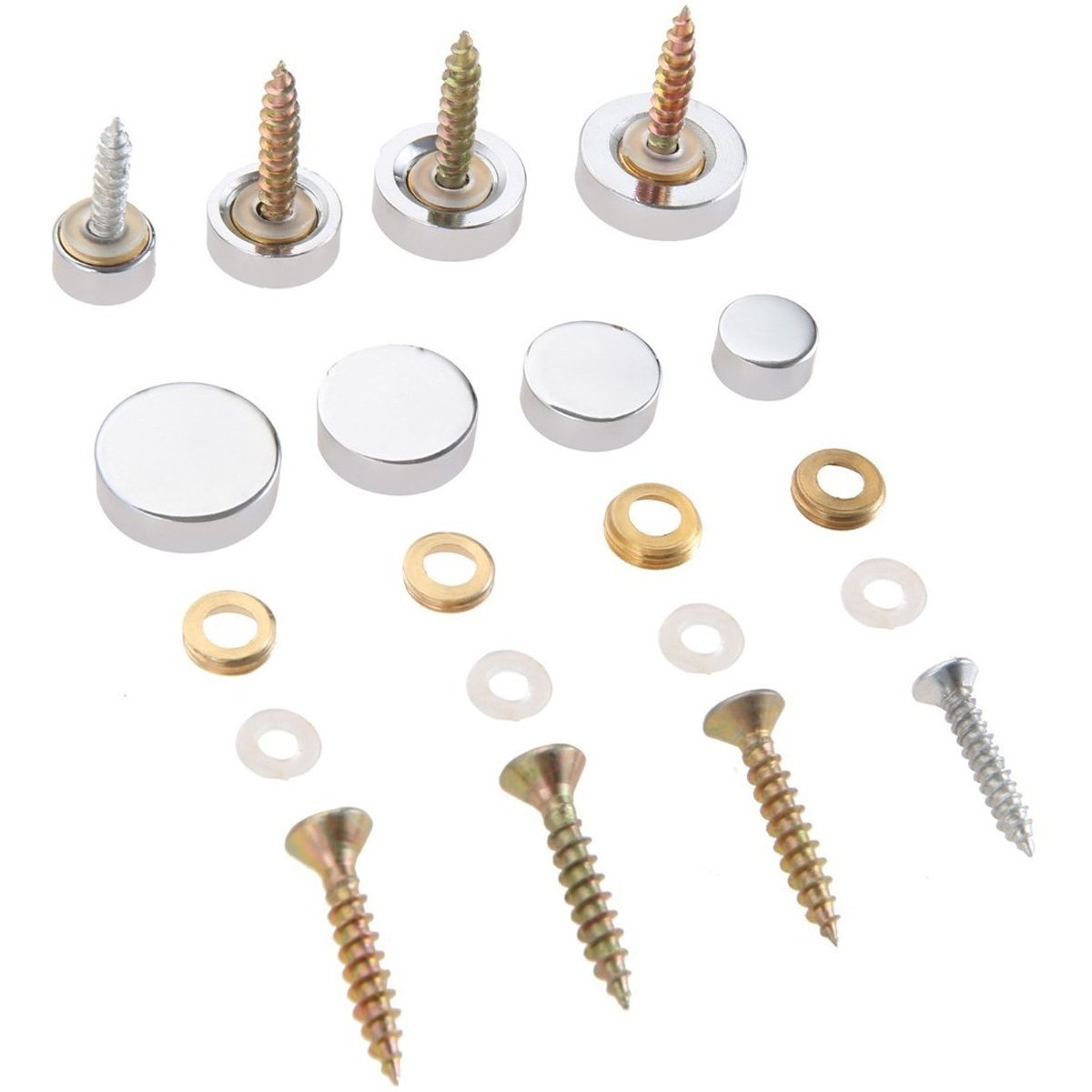 GENERICO - Set 4 Tornillos Con Tapa Instalación Espejos Decorativos