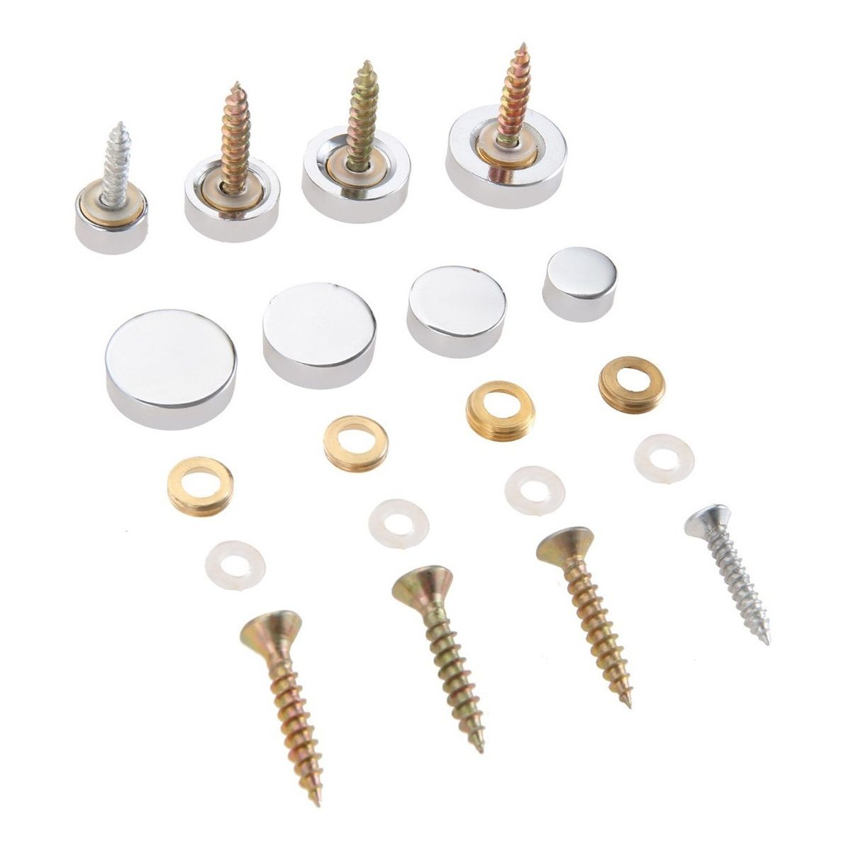 GENERICO - Set 4 Tornillos Con Tapa Instalación Espejos Decorativos