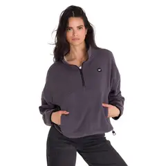 CAT - Polar Boxy Ovs Half Zip Mujer Gris Osuro