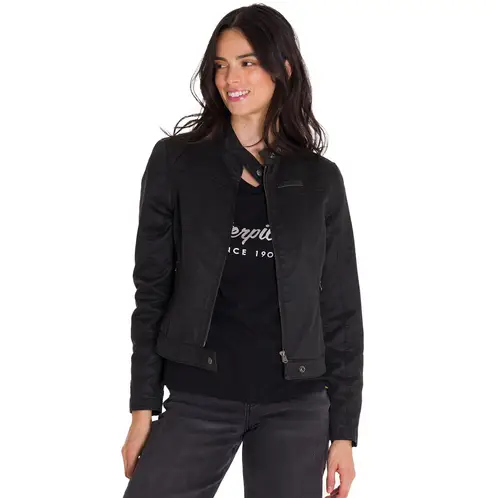 CAT - Chaqueta Casual Waxed Moto Mujer Negra