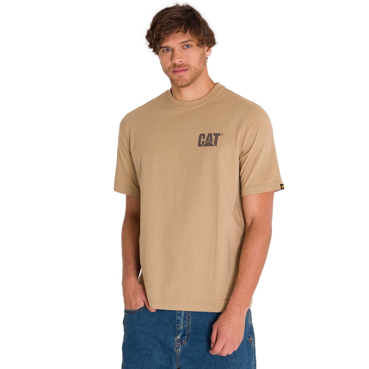 CAT - Polera Manga Corta Trademark Tee Hombre Café Clara CAT