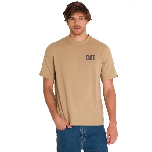 CAT - Polera Manga Corta Trademark Tee Hombre Café Clara