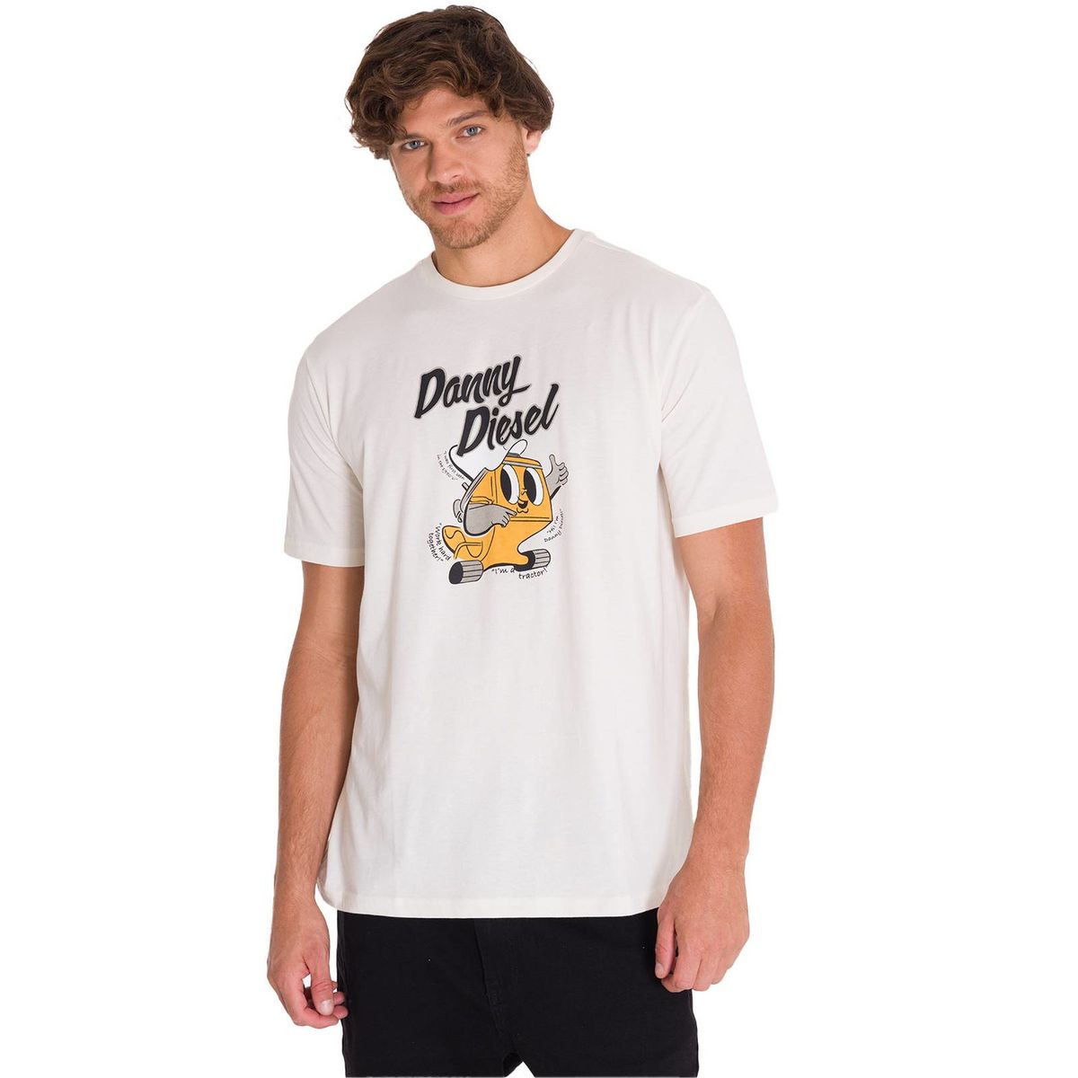 CAT - Polera Casual Retro Danny Diesel 4 Hombre Blanca CAT
