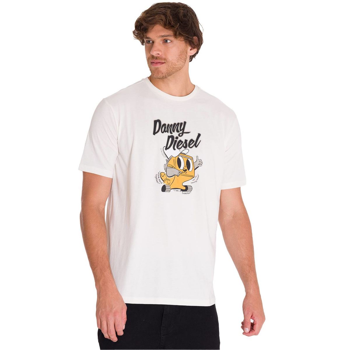 CAT - Polera Casual Retro Danny Diesel 4 Hombre Blanca CAT