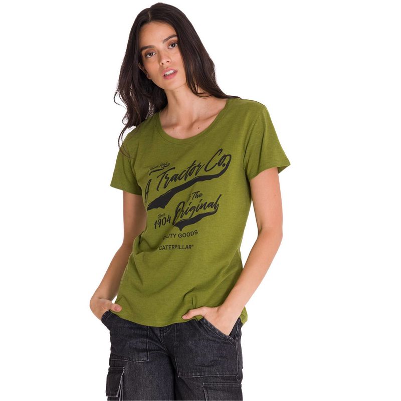 CAT - Polera Crew Everyday Graphic 1 Mujer Verde Musgo CAT