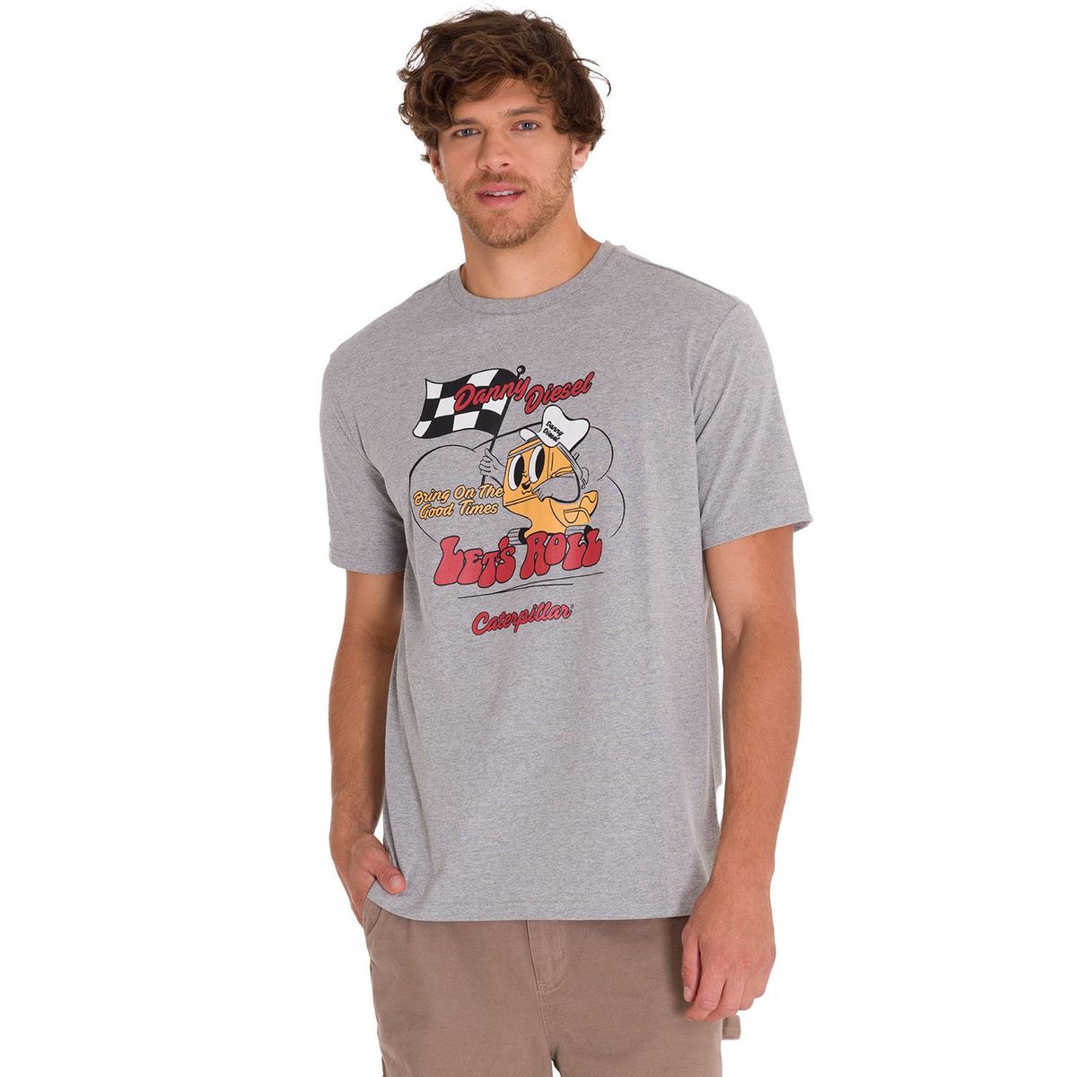 CAT - Polera Casual Retro Danny Diesel 3 Hombre Gris CAT