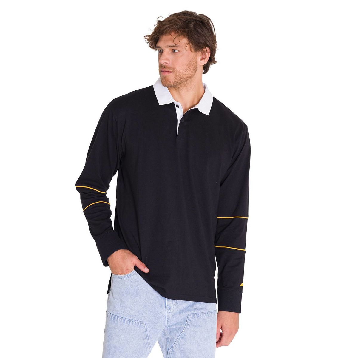 CAT - Polera Casual Lightweight Rugby Hombre Negra CAT