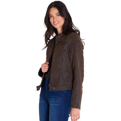 Imagen 2 del producto Chaqueta Casual Waxed Moto Mujer Café Oscura