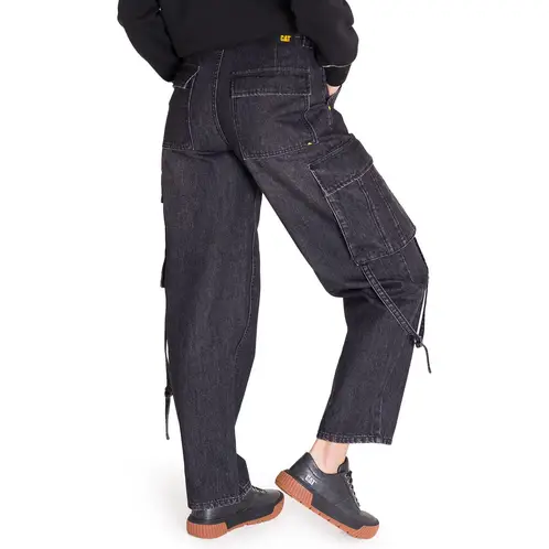 CAT - Jeans Rigid Exaggerated Cargo Mujer Gris