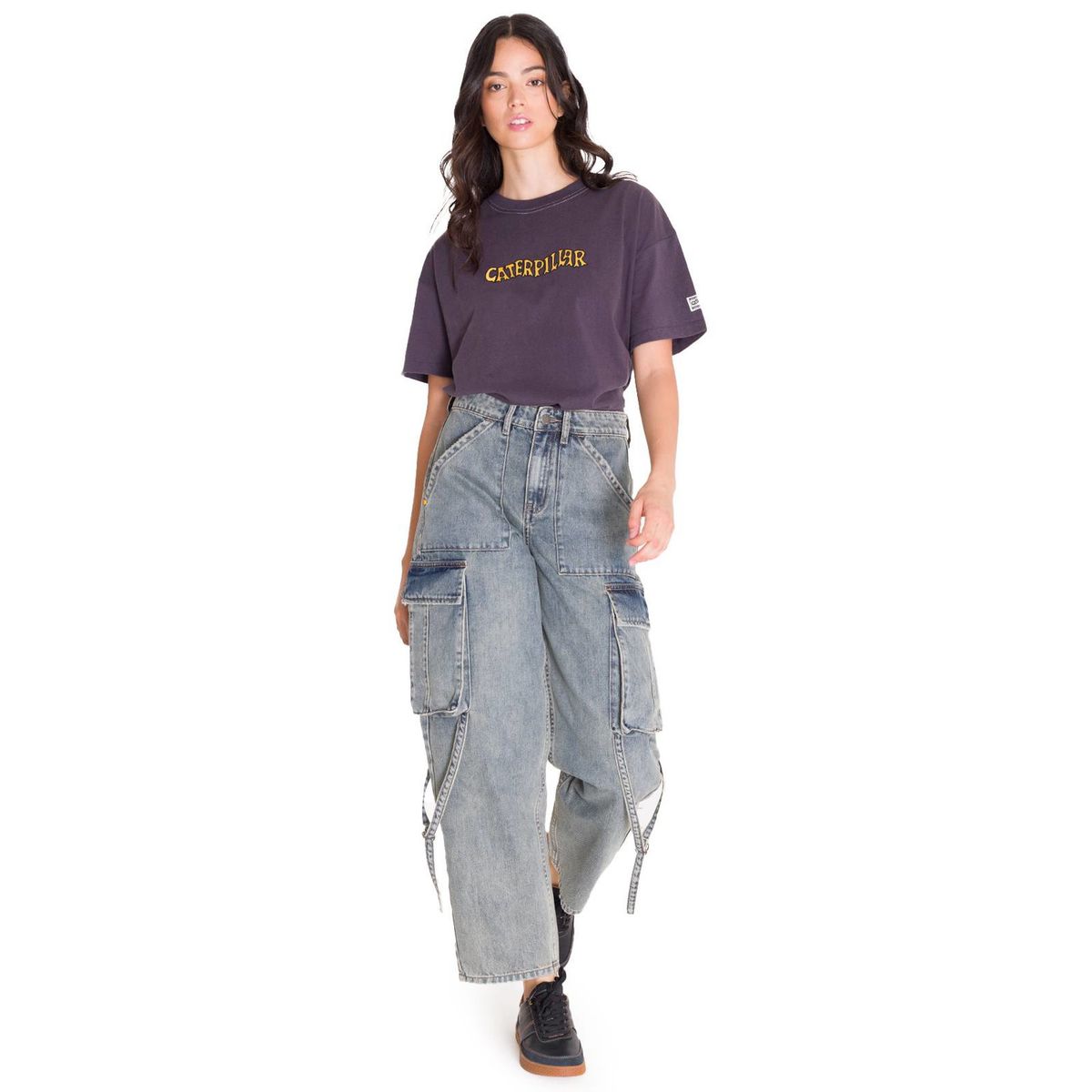 CAT - Jeans Rigid Exaggerated Cargo Mujer Gris Claro CAT