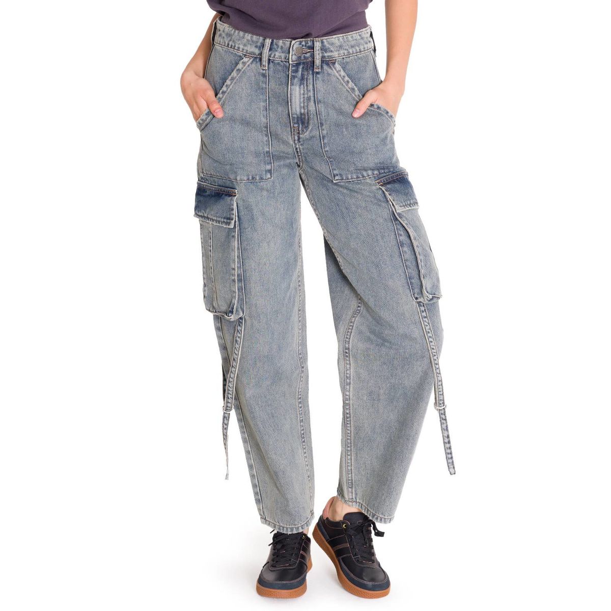 CAT - Jeans Rigid Exaggerated Cargo Mujer Gris Claro CAT