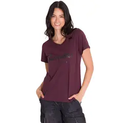 CAT - Polera Metallic Script V-Neck Mujer Morado CAT_.