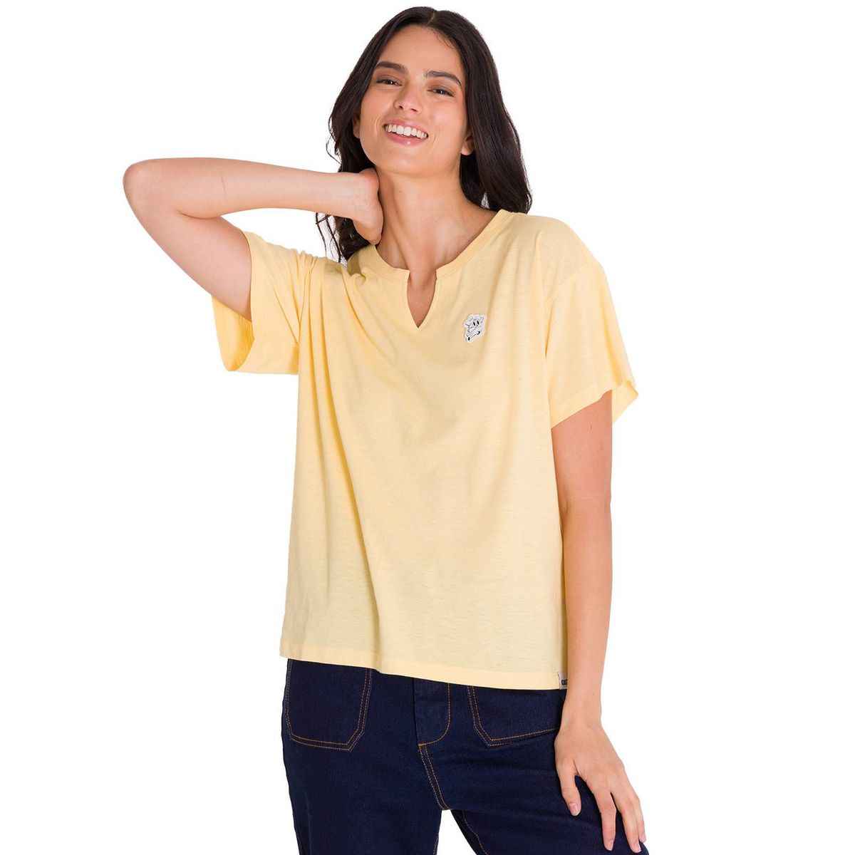 CAT - Polera Notch Neck Danny Graphic 1 Mujer Vainilla CAT