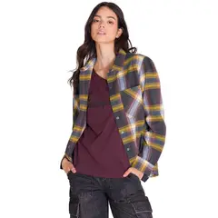 CAT - Camisa Flannel Relaxed Mujer Púrpura