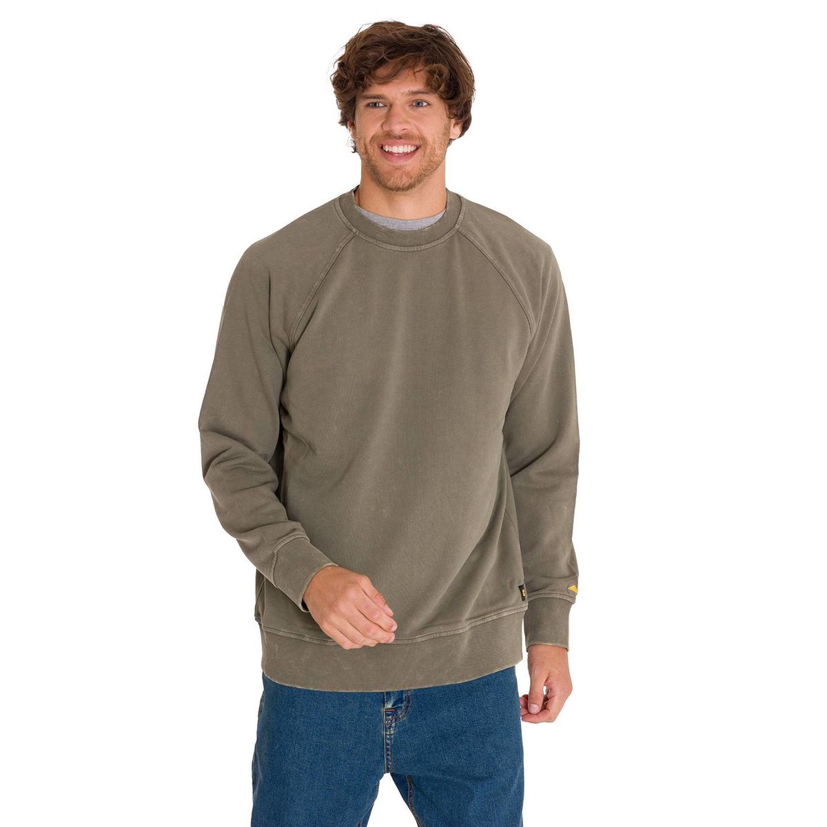 CAT - Polerón Premium Wash Crew Neck Hombre Amarillo CAT