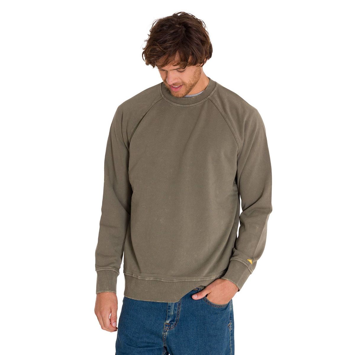 CAT - Polerón Premium Wash Crew Neck Hombre Amarillo CAT