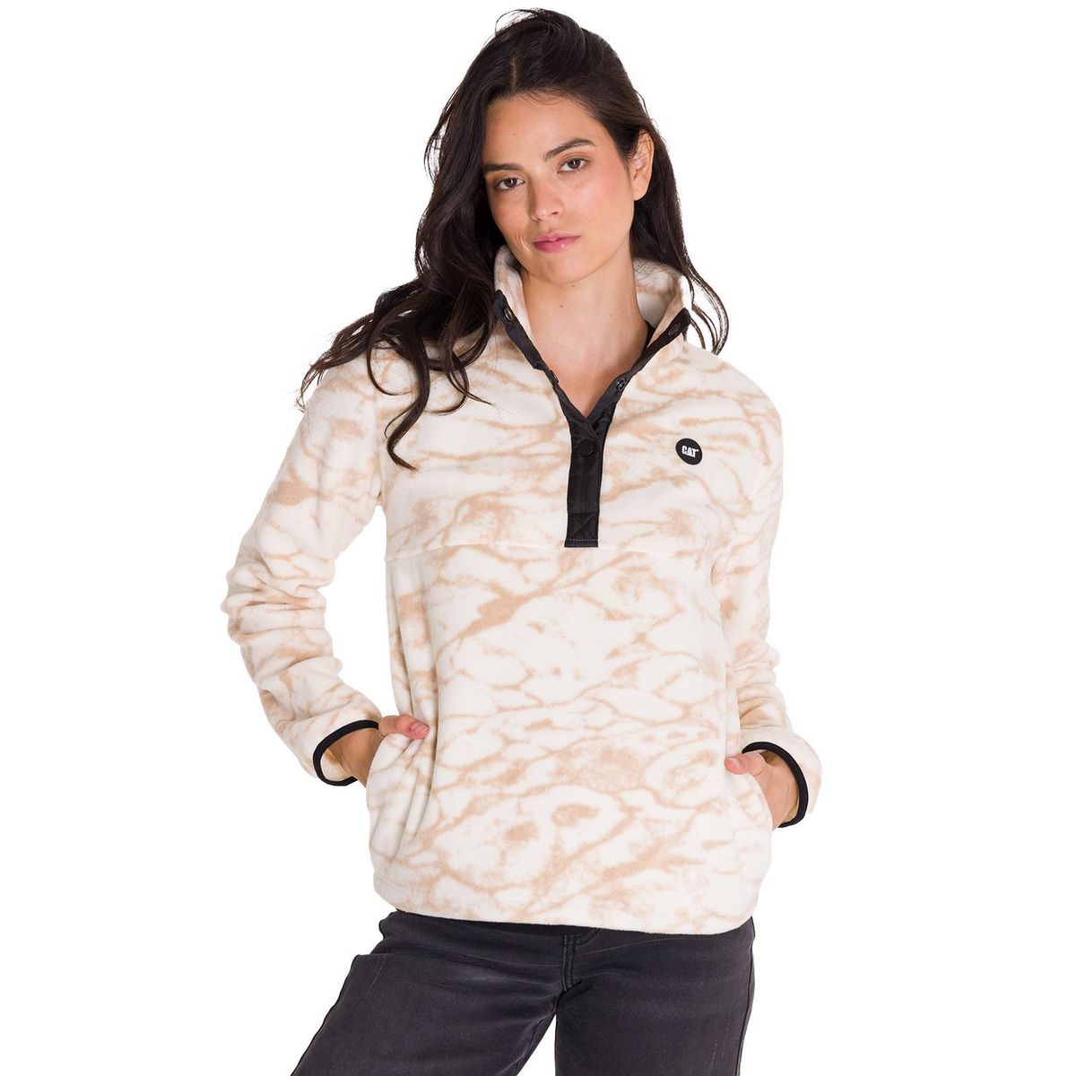 CAT - Polar Fleece Half Snap Mujer Beige CAT