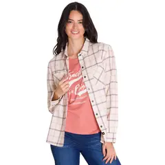CAT - Camisa Flannel Relaxed Mujer Rosa Pálido