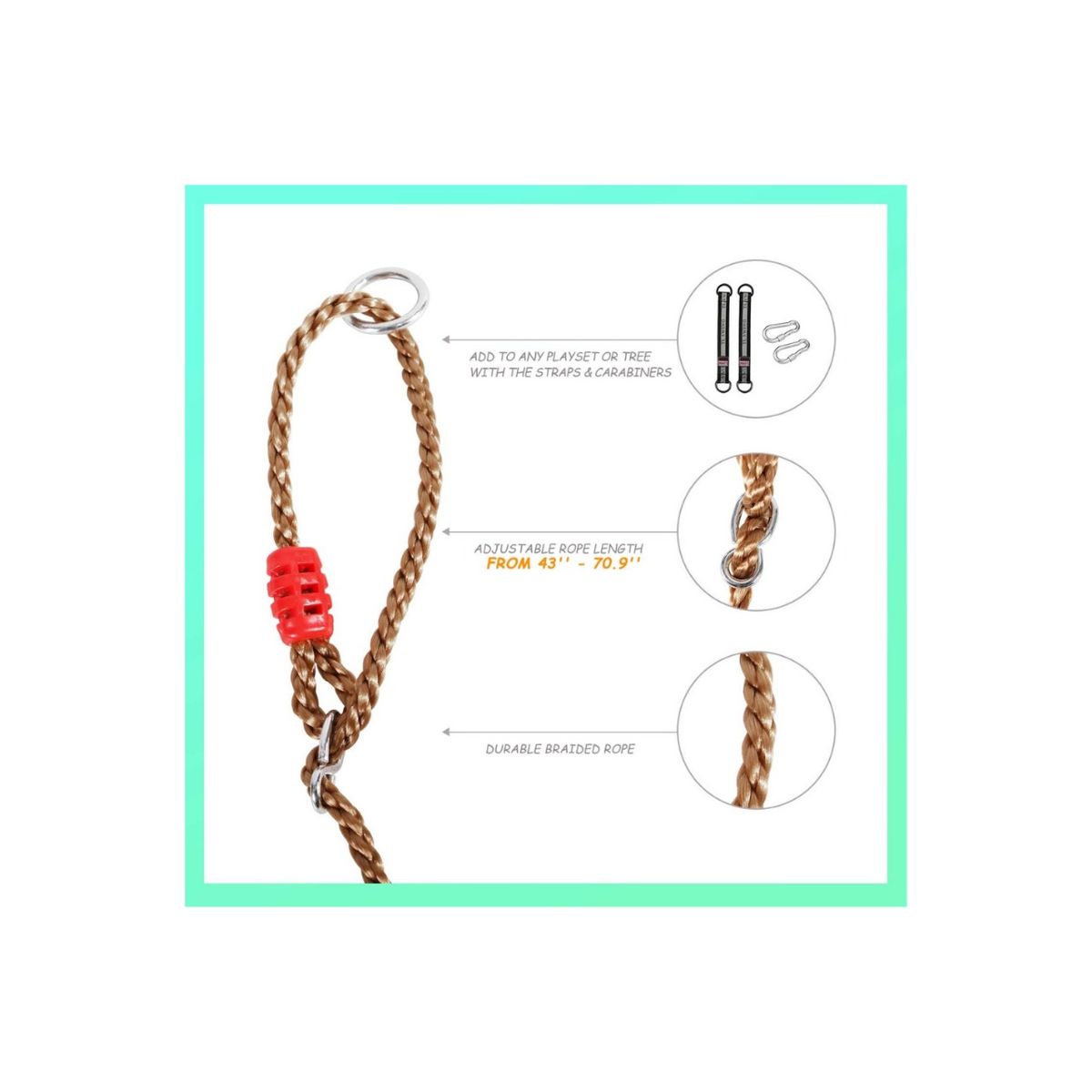 GENERICO - Columpio Ajustable Portátil Para Niños Asiento Giratorio NV