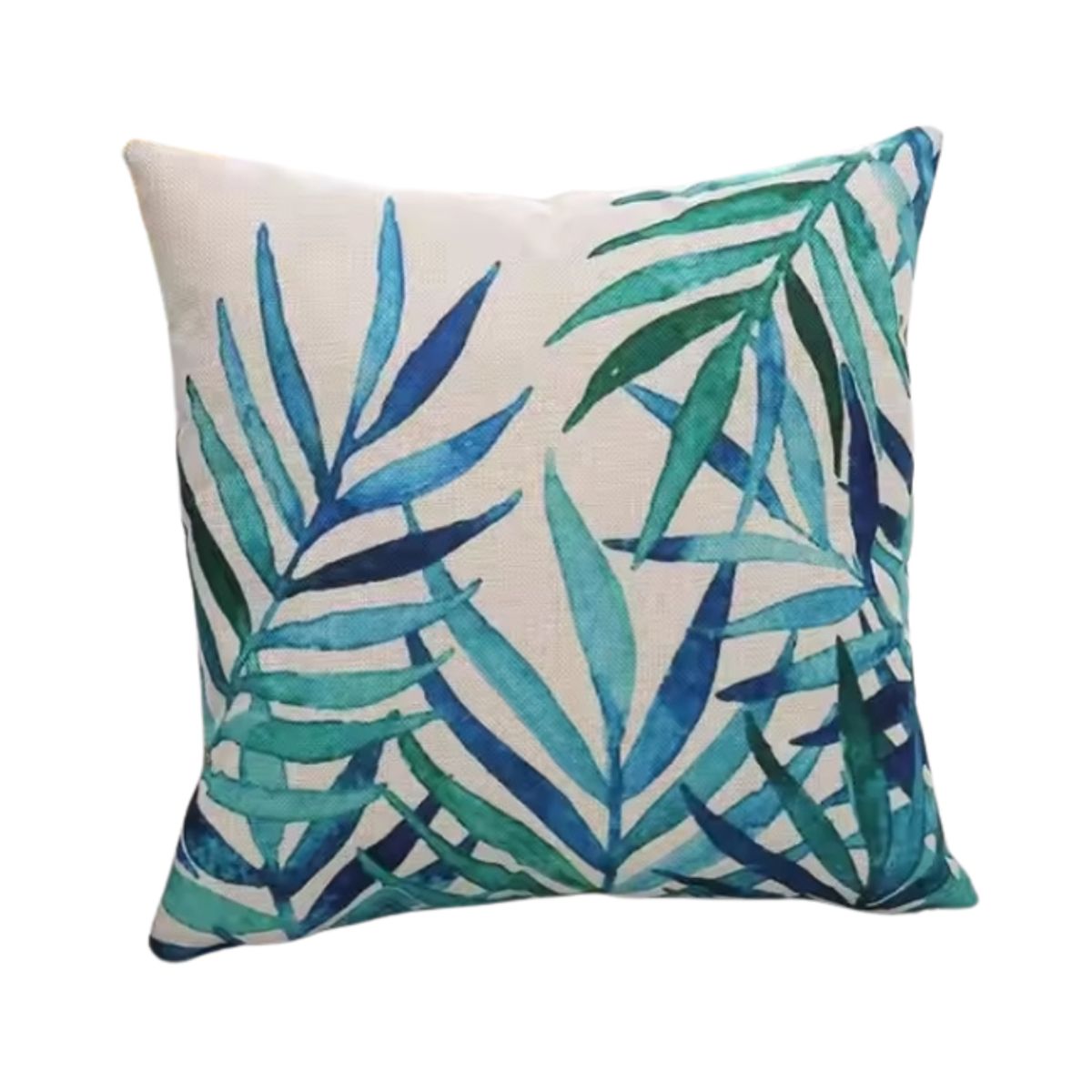 GENERICO - Pack 3 Fundas De Cojín 45x45 Cm De Lino Y Algodón Diseño hoja de palma
