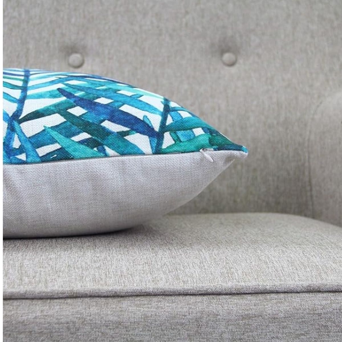 GENERICO - Pack 3 Fundas De Cojín 45x45 Cm De Lino Y Algodón Diseño hoja de palma