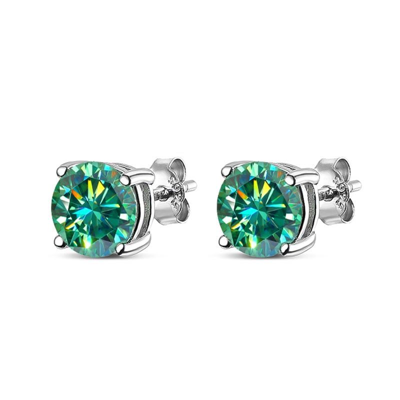LUXURYJOYAS - Aros De Moissanita Oro Blanco 18kt sobre plata Incluye Certificado GRA