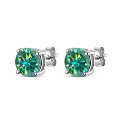 LUXURYJOYAS - Aros De Moissanita Oro Blanco 18kt sobre plata Incluye Certificado GRA