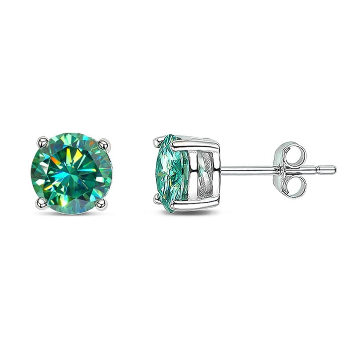 LUXURYJOYAS - Aros De Moissanita Oro Blanco 18kt sobre plata Incluye Certificado GRA