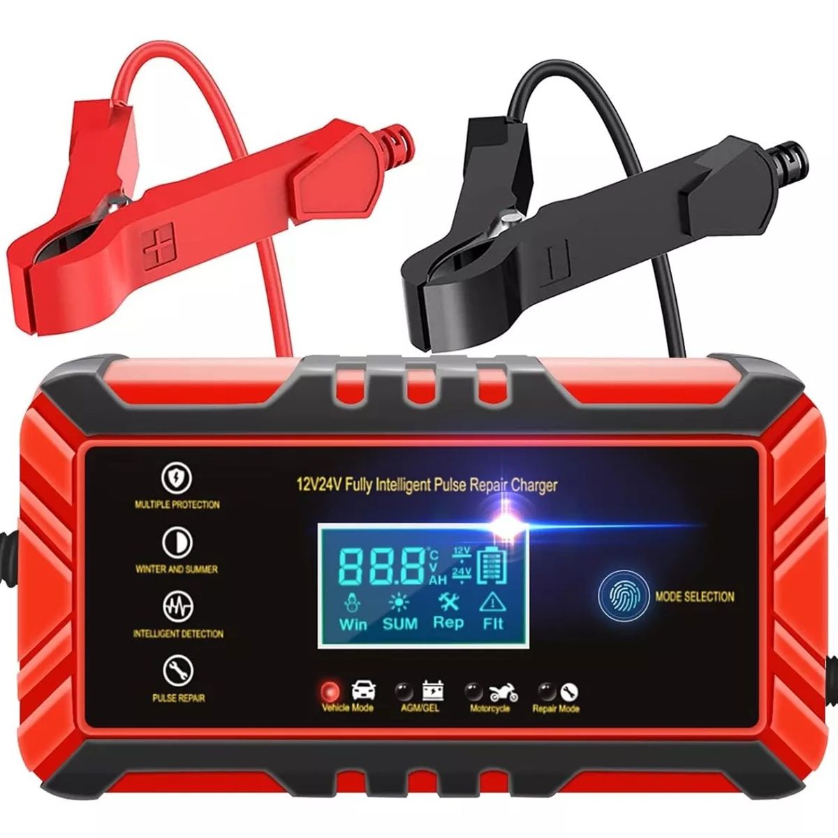 GENERICO - Cargador Batería Inteligente Rápido 12v24v Auto Y Moto