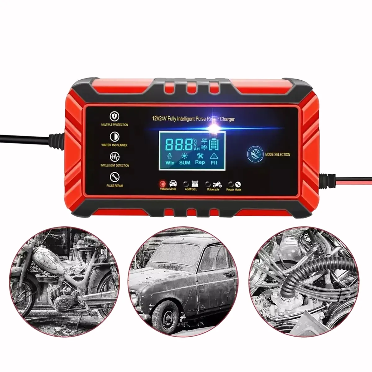 Cargador Batería Inteligente Rápido 12v24v Auto Y Moto, marca GENERICO - Foto 2
