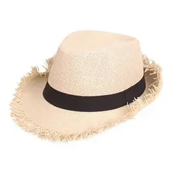 GENERICO - Sombrero fedora gorro sombrero paja bordes de paja