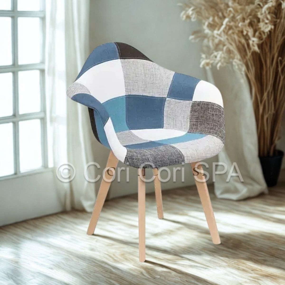 CORI CORI - Butaca Patchwork Wood Celeste